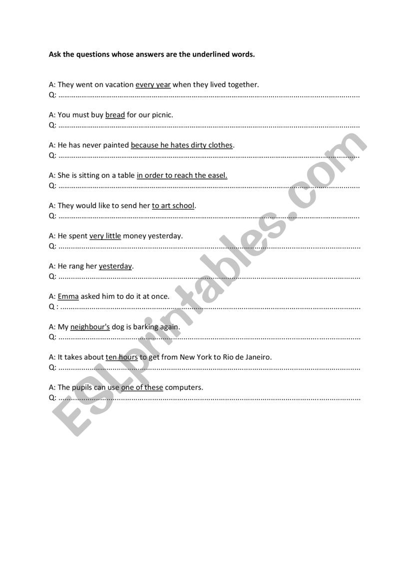 Making questions worksheet