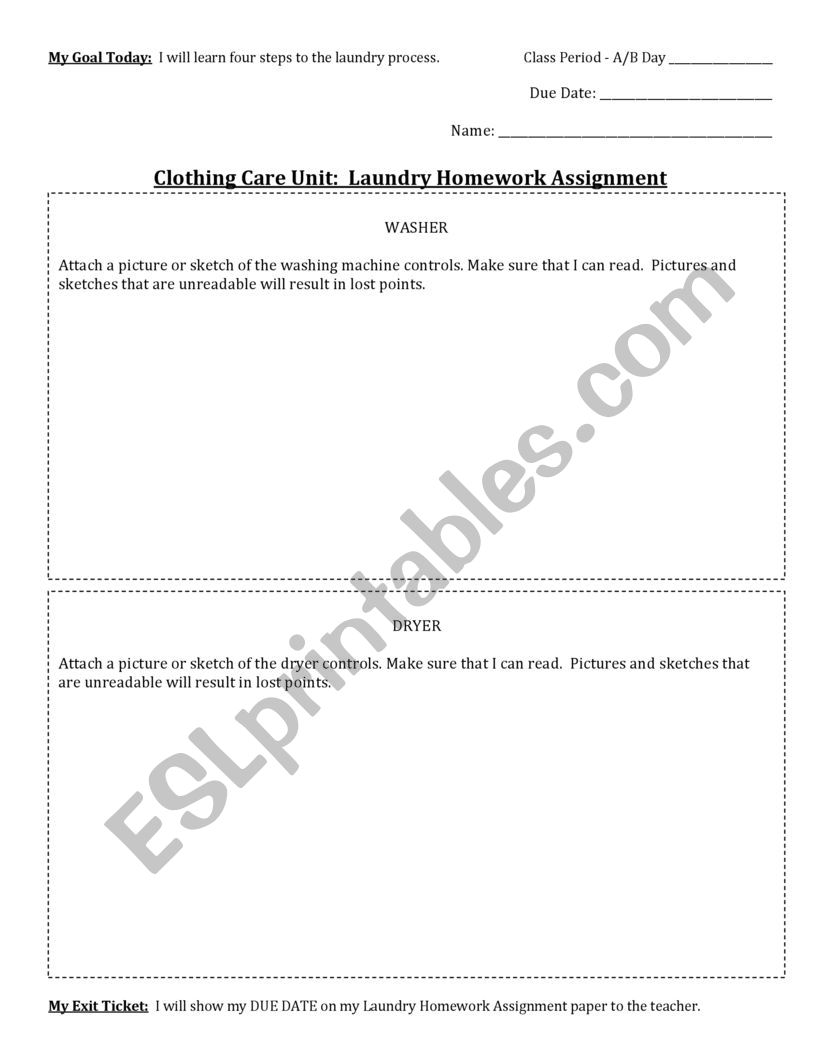 laundry 101 worksheet