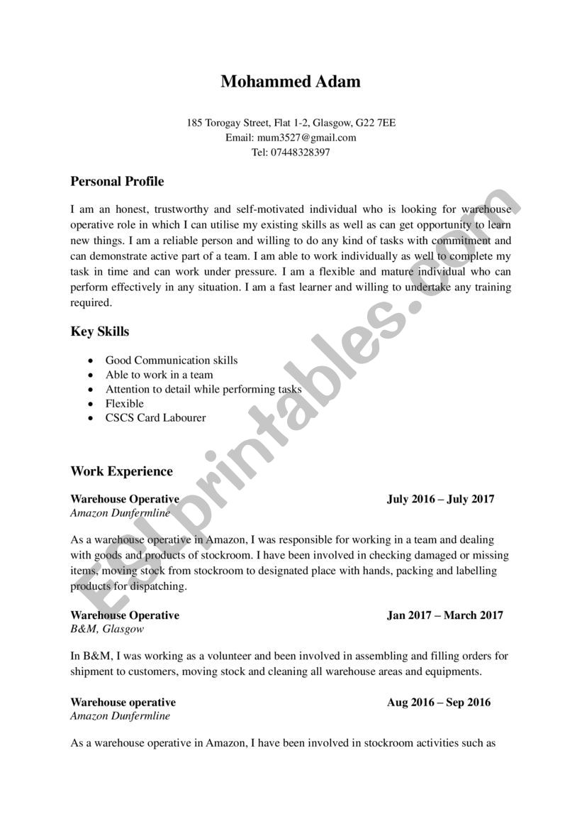 mr worksheet