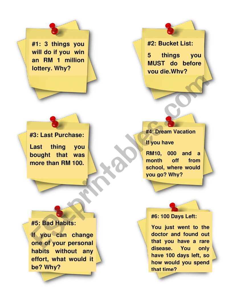 Conversation cards worksheet
