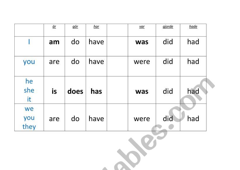 English Grammar 3rd Person Practise Sheet