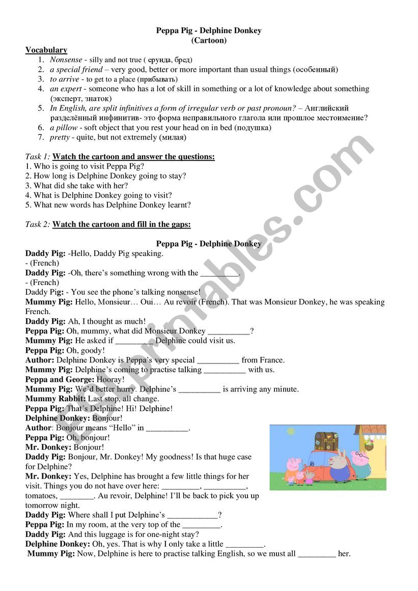 Peppa Pig, Delphine Donkey worksheet