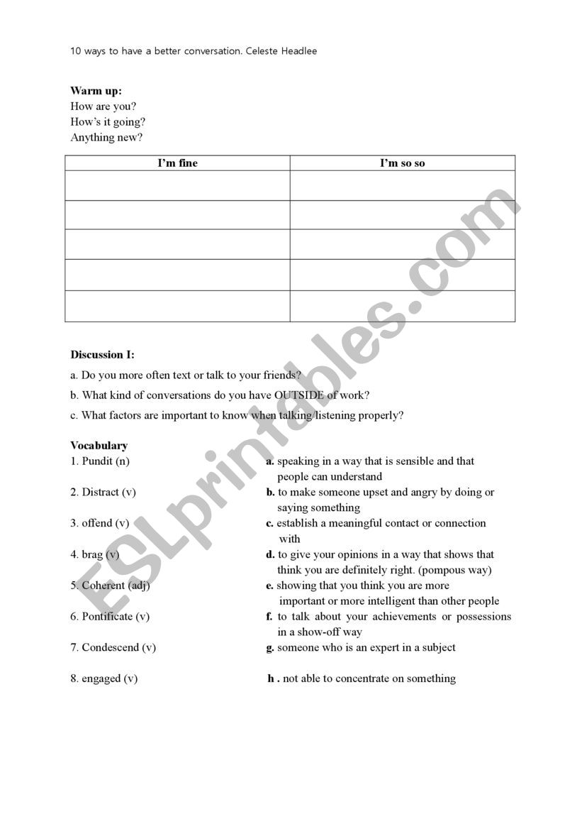 Greetings worksheet