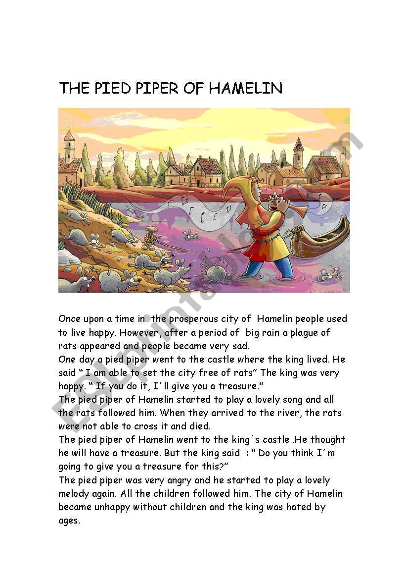 THE PIED PIPER OF HAMELIN worksheet