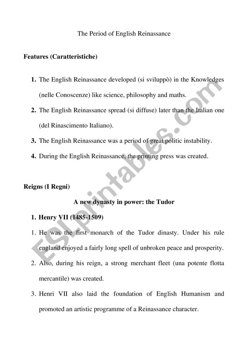 English Literature worksheet