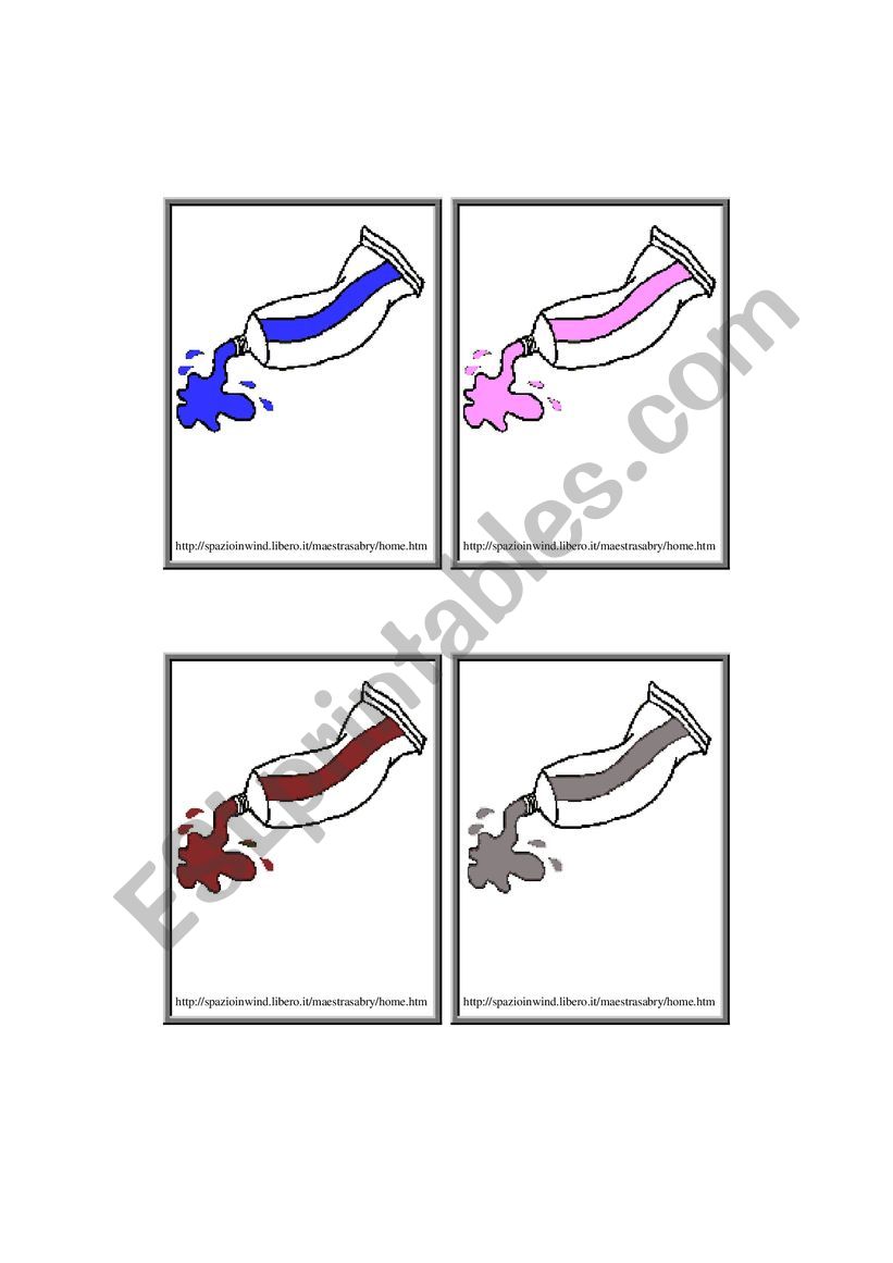 Flashcards on colours worksheet