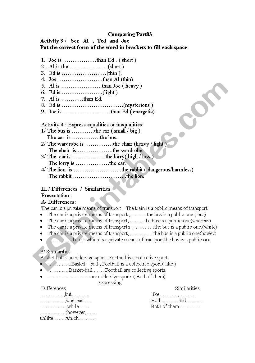 comparative part03 worksheet