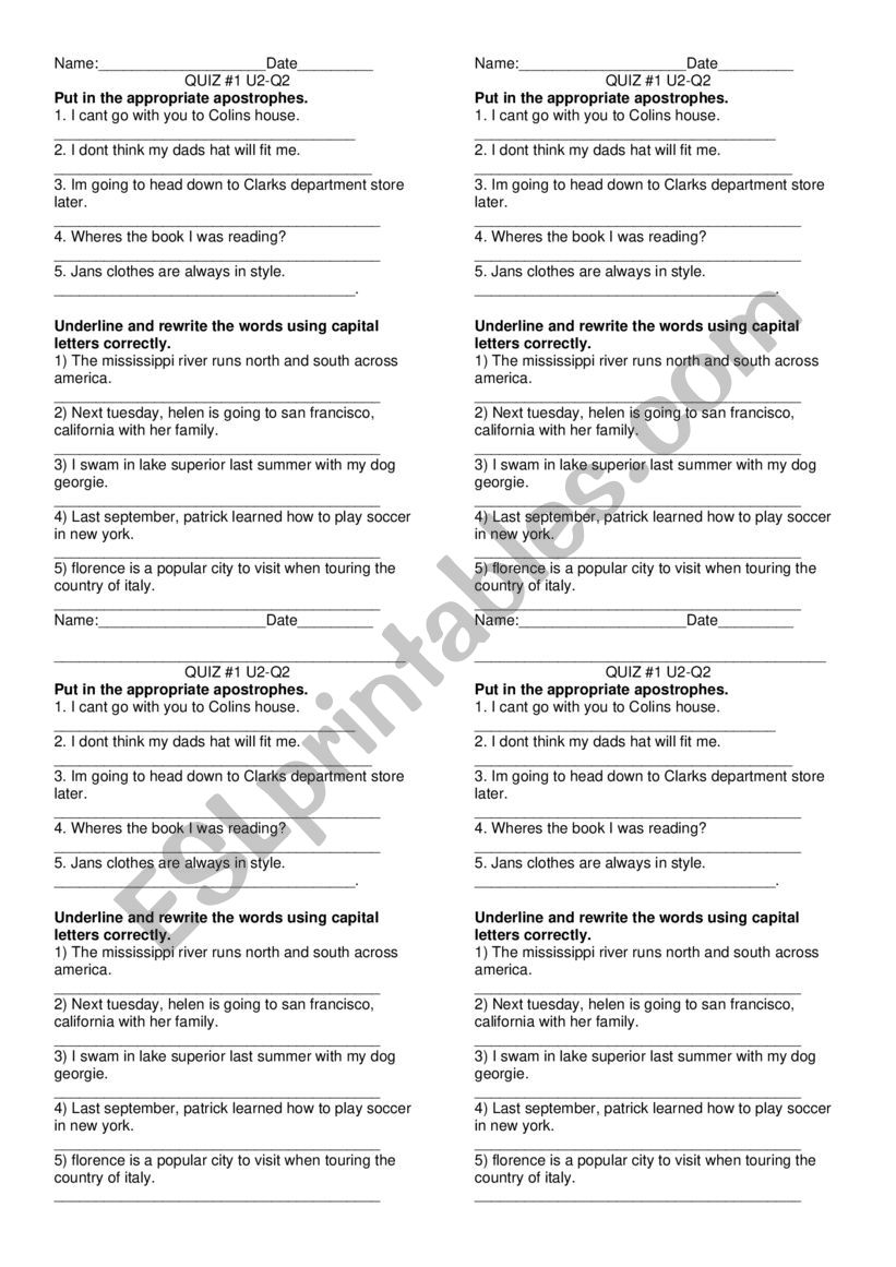 Quiz worksheet