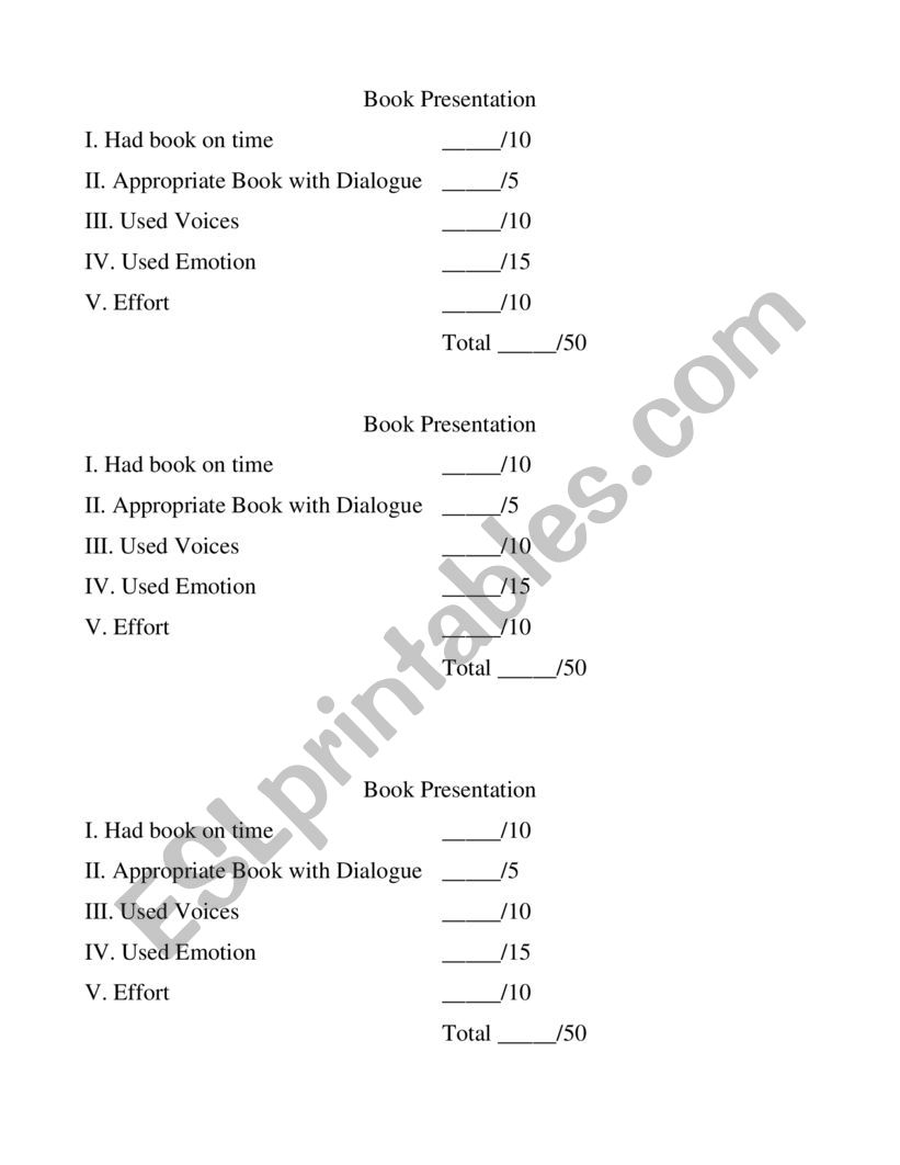Children�s Reading Rubric worksheet