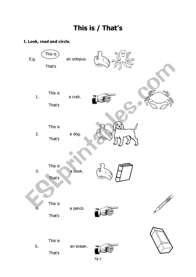 This is / That�s worksheet