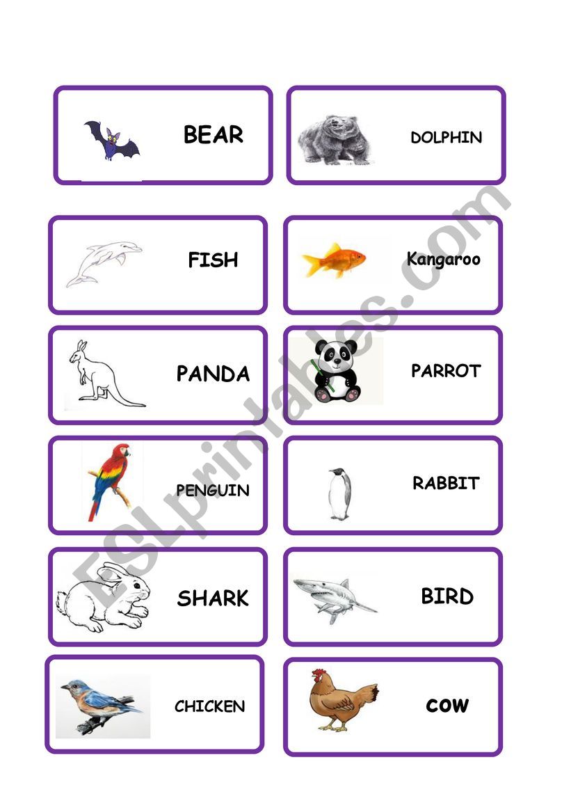 animal domino for movers worksheet