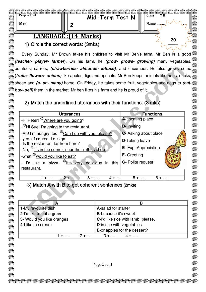 Mid TERM  test N2 For 7th form