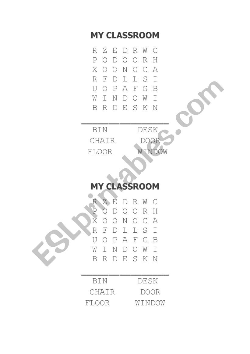 my classroom  worksheet