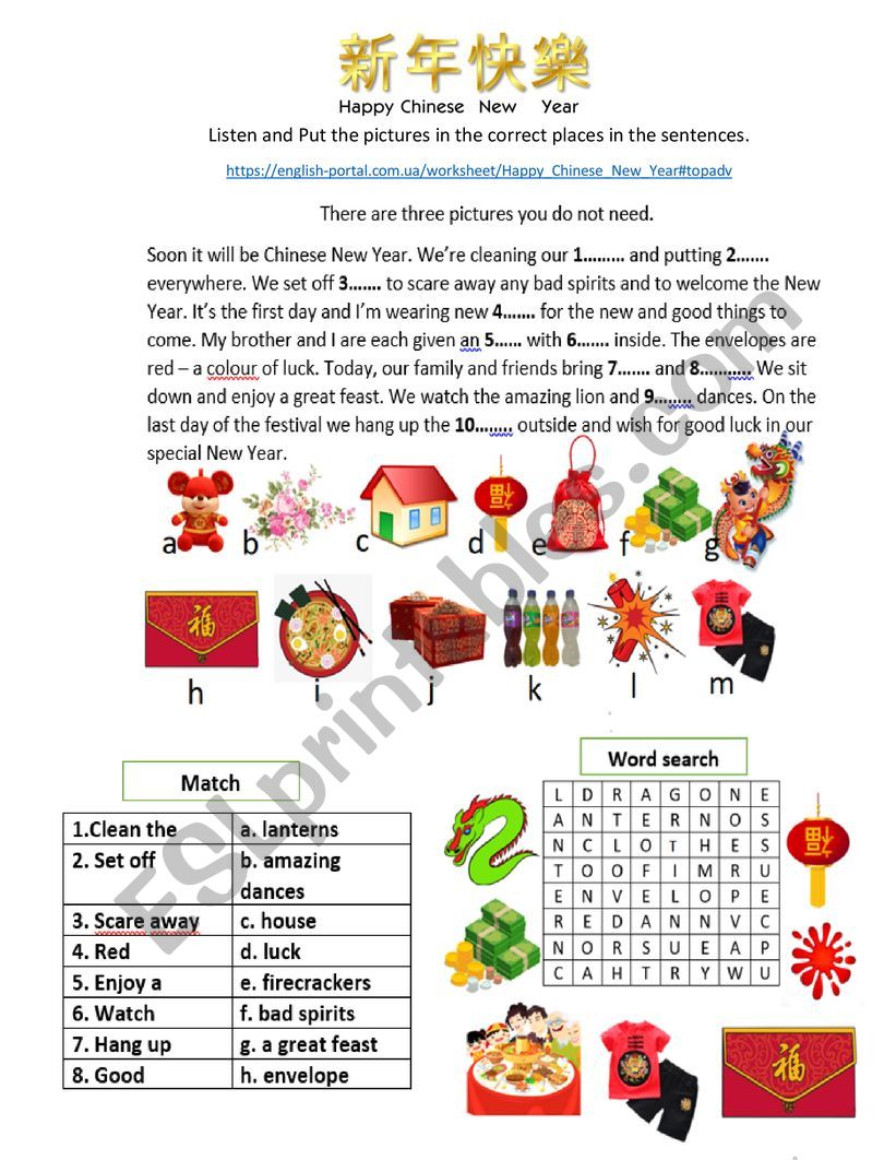 Happy Chinese New Year worksheet