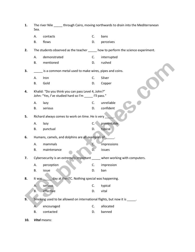 General English Vocabulary Test