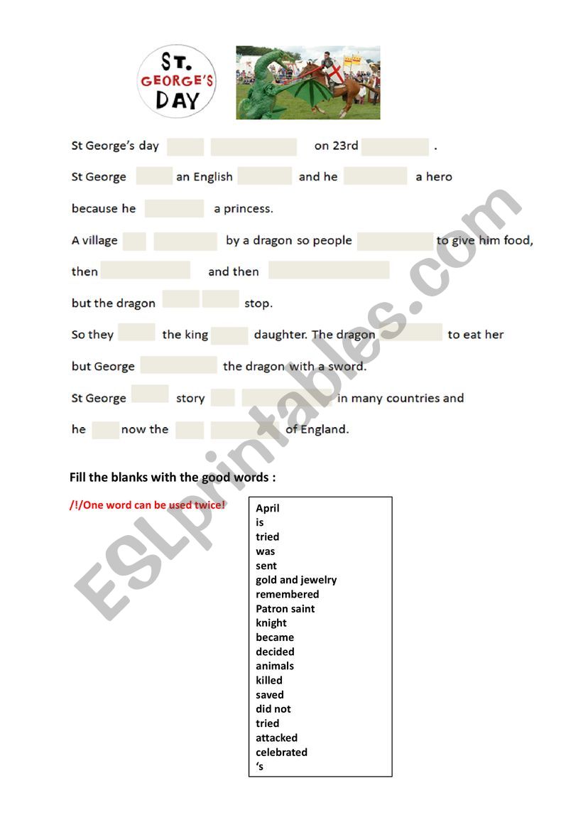 St George�s day worksheet