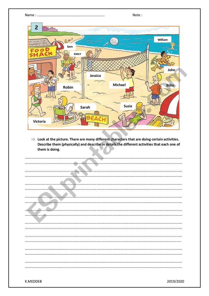 Picture Description worksheet