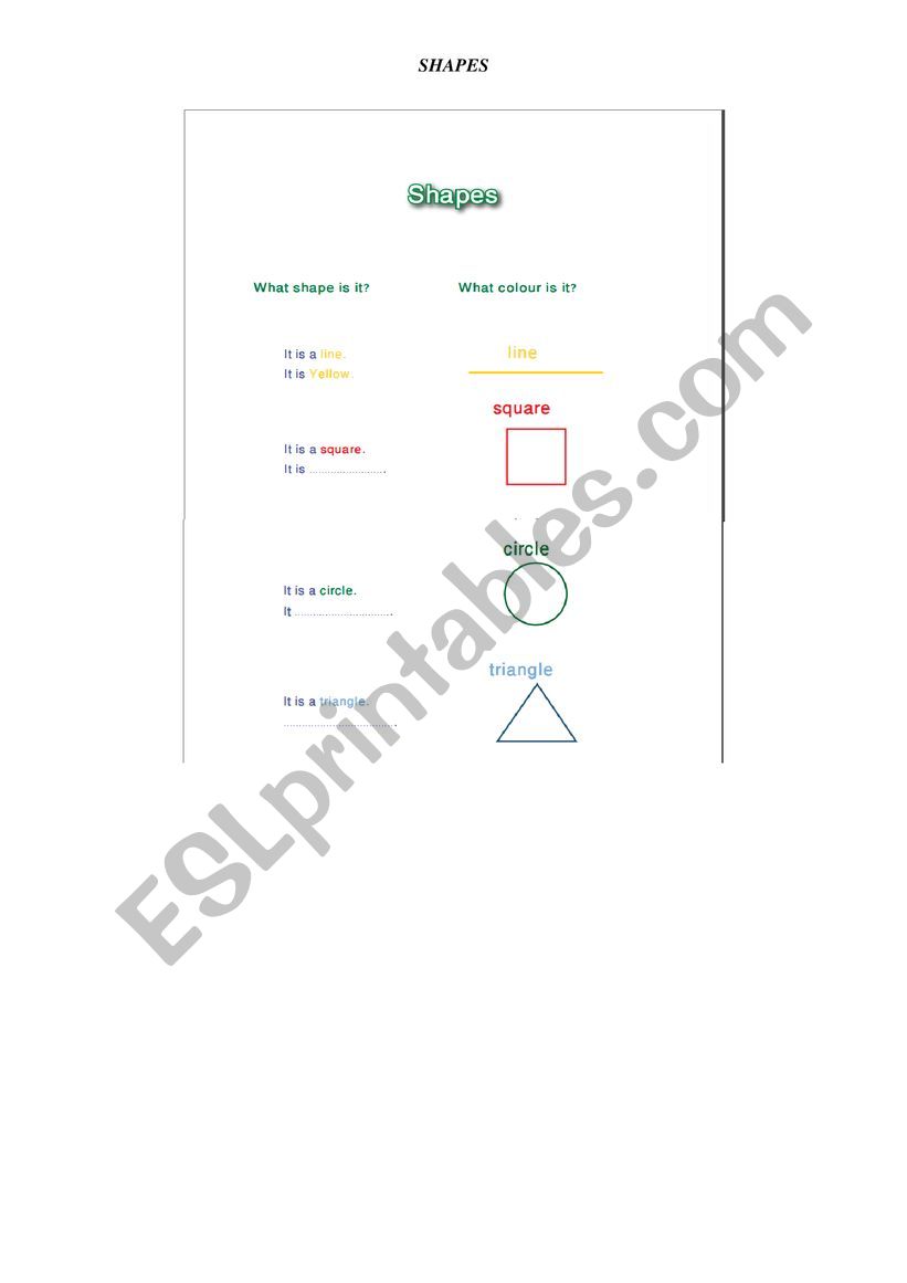 shapes worksheet