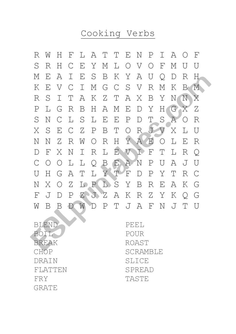 Cooking Verbs Wordpuzzle worksheet