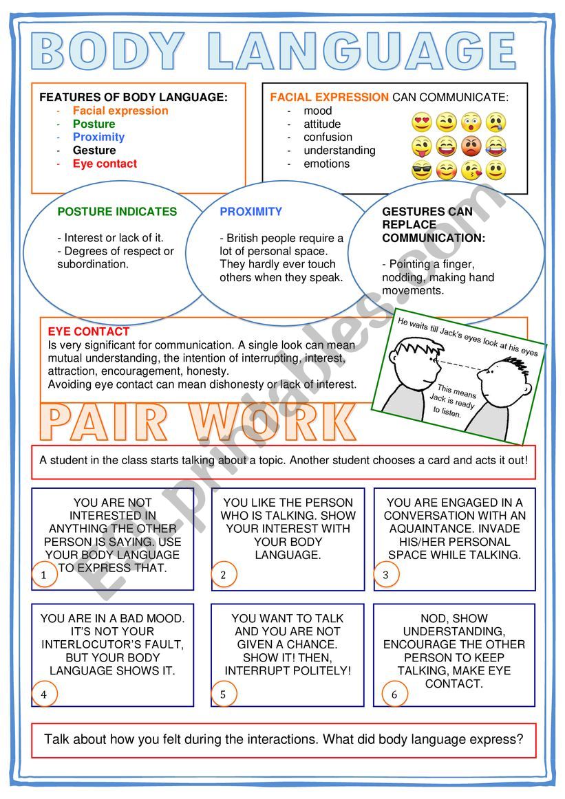 Decoding Body Language Worksheet