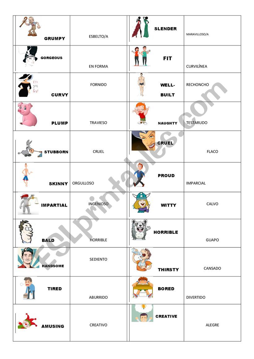 ADJECTIVE DOMINO worksheet