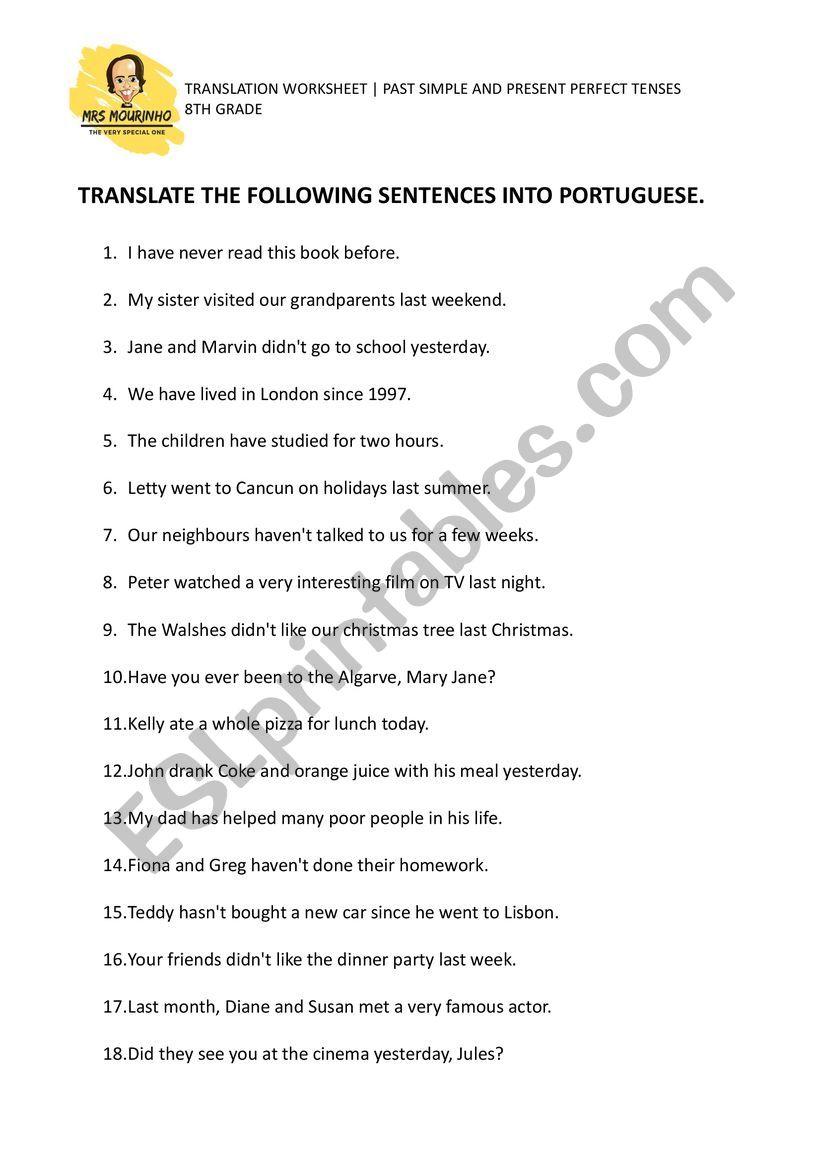 Present Perfect - translation exercise