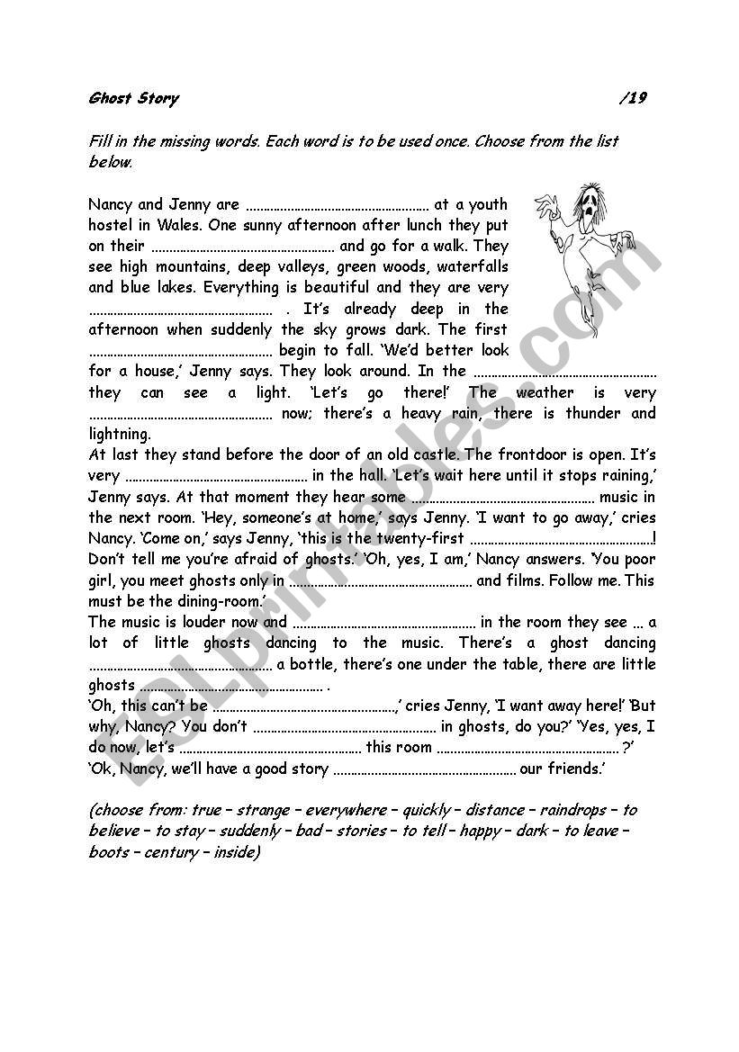 ghost story worksheet