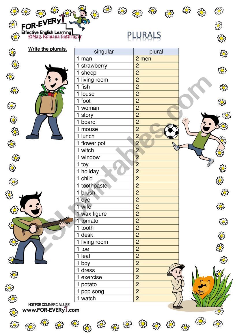 Irregular Plurals worksheet