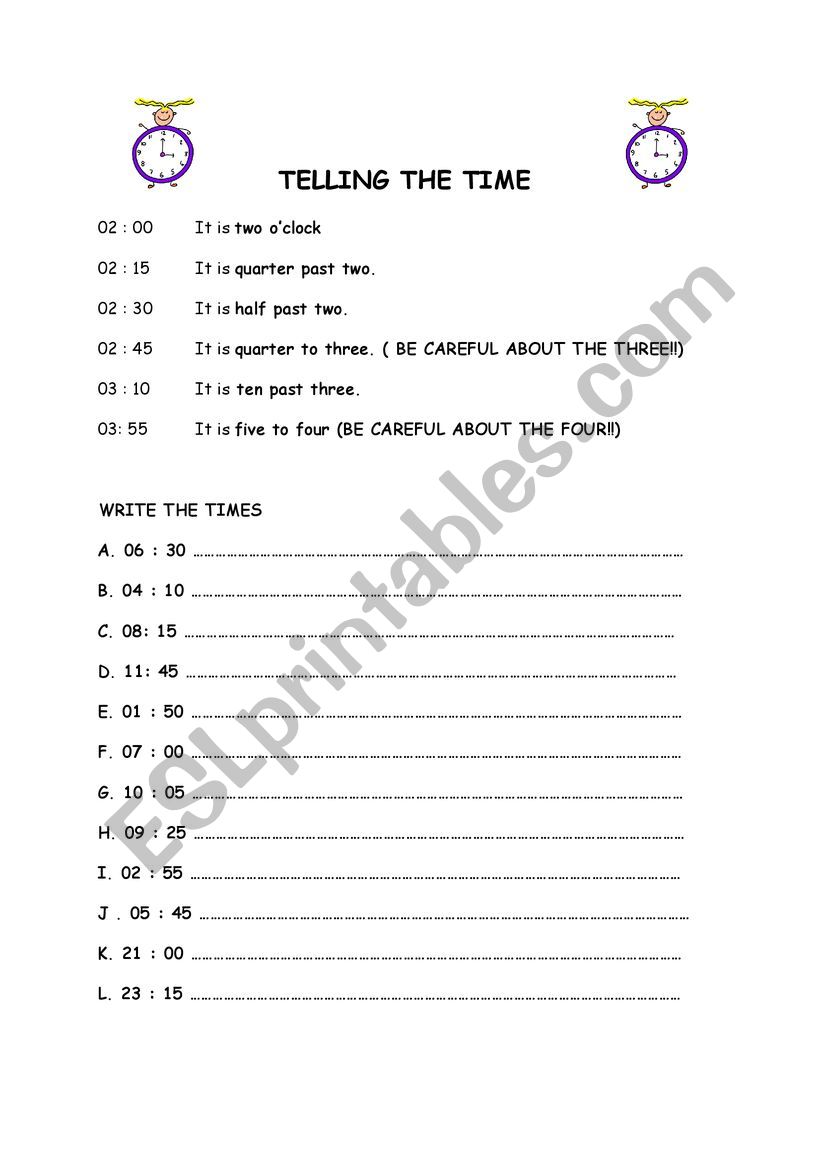 Telling_the -time worksheet