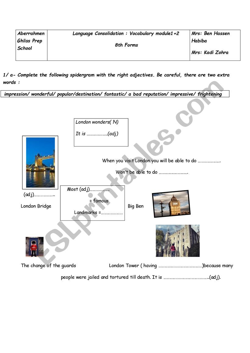 full term test 7 th form worksheet