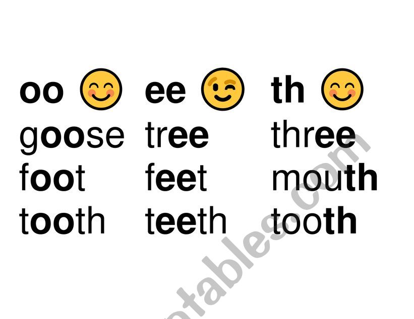 Simple reading - oo, ee, th worksheet