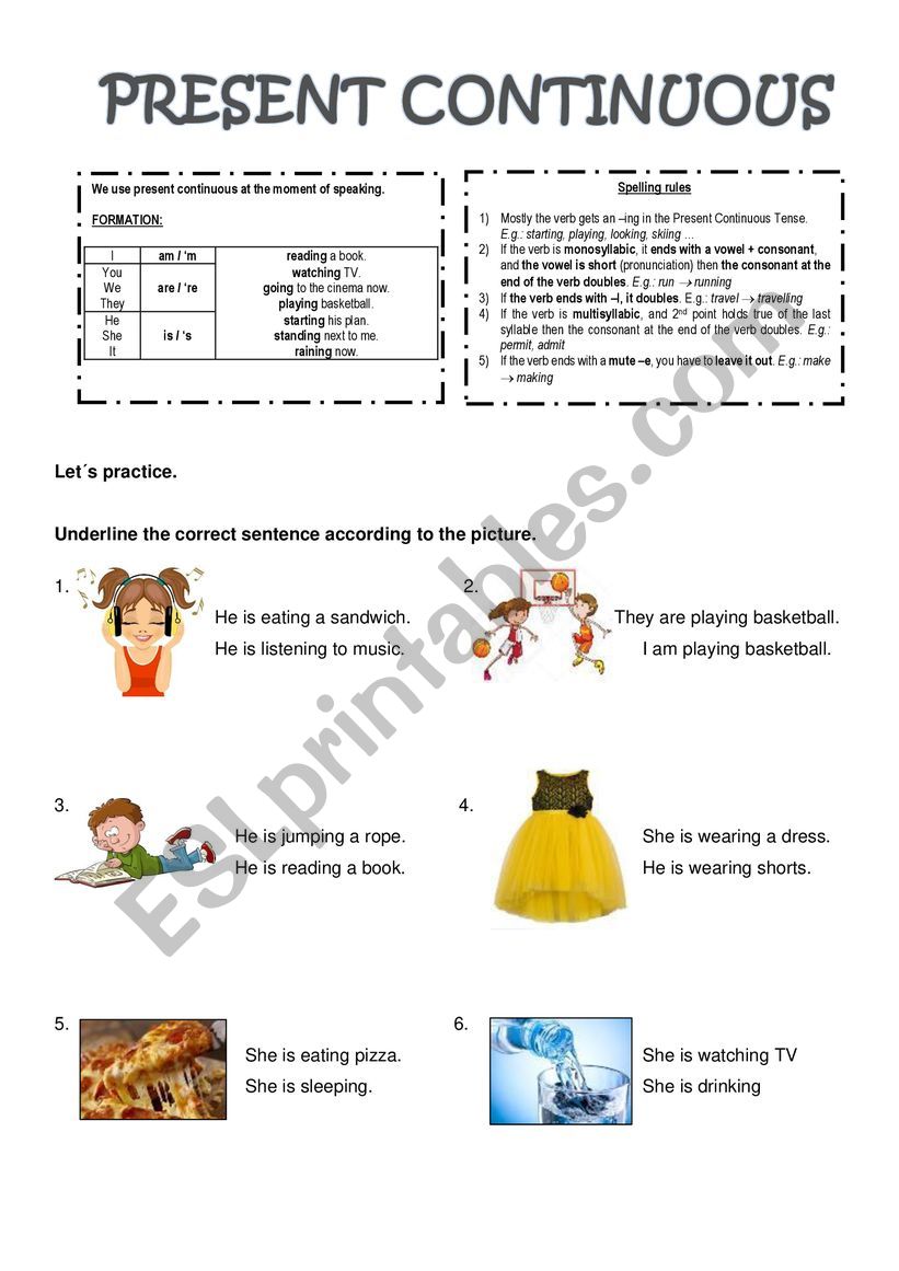 PRESENT PROGRESSIVE  worksheet