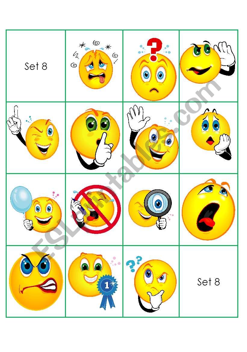 emoticon set 8 worksheet