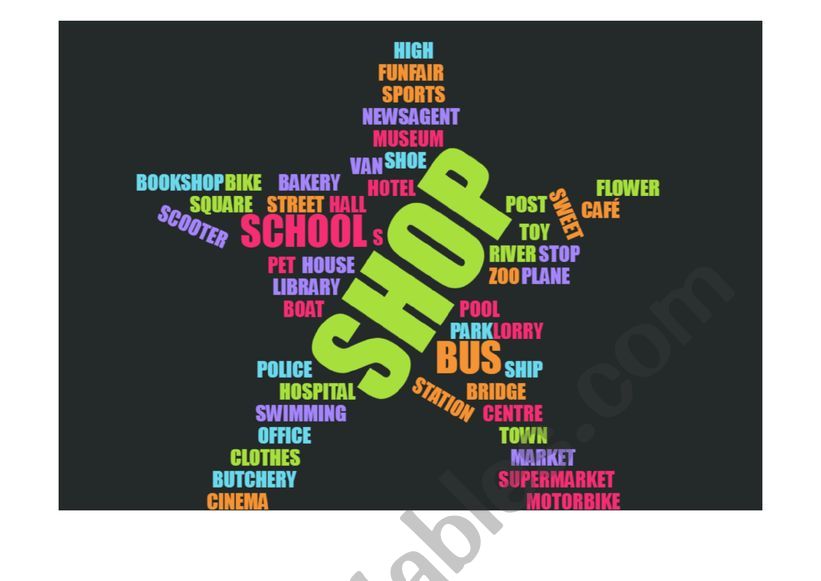 Vocabulary related to town worksheet