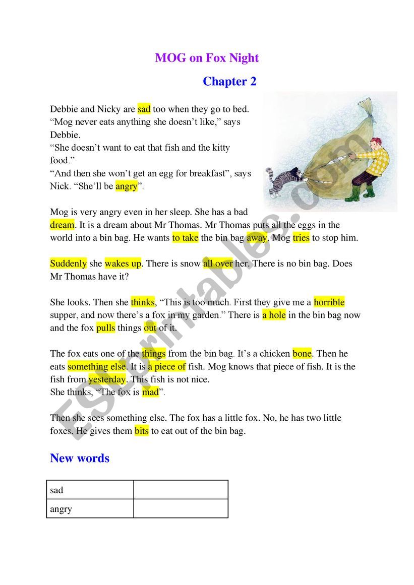 Mog 2 stories for children worksheet