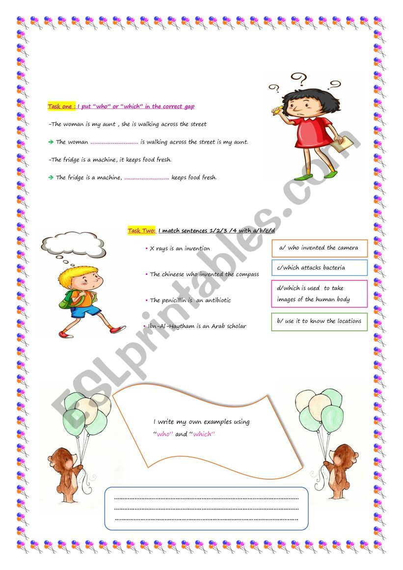 relative pronouns who and which 