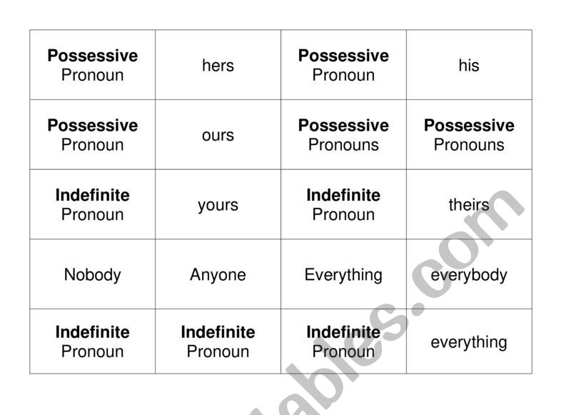 Pronoun MAtching Game worksheet