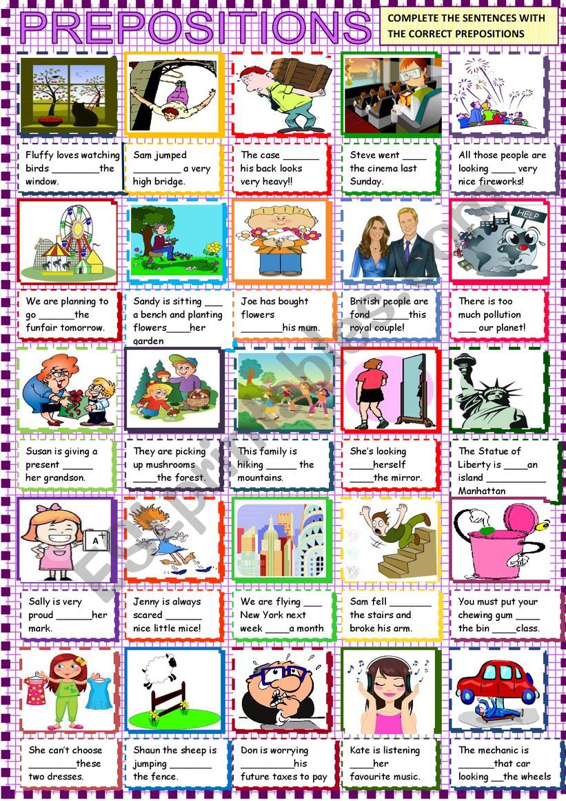 Prepositions worksheet