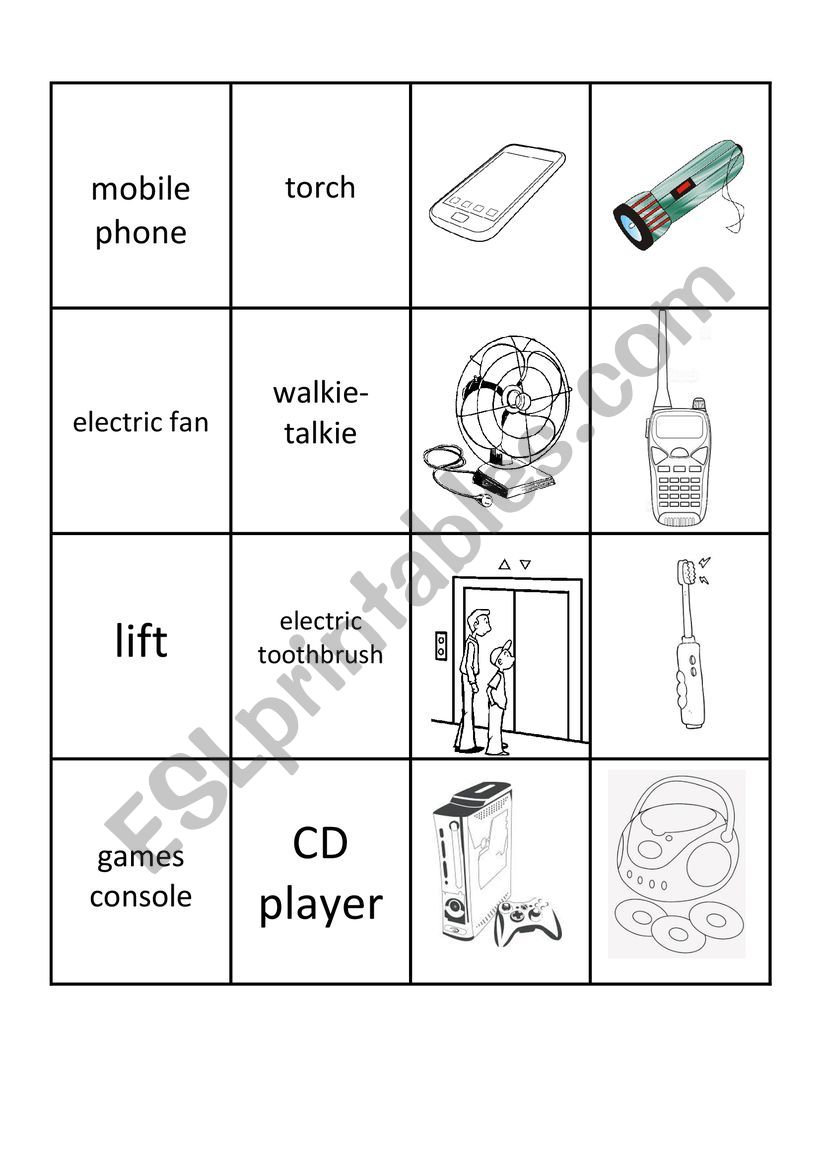Gadgets Memory Game worksheet