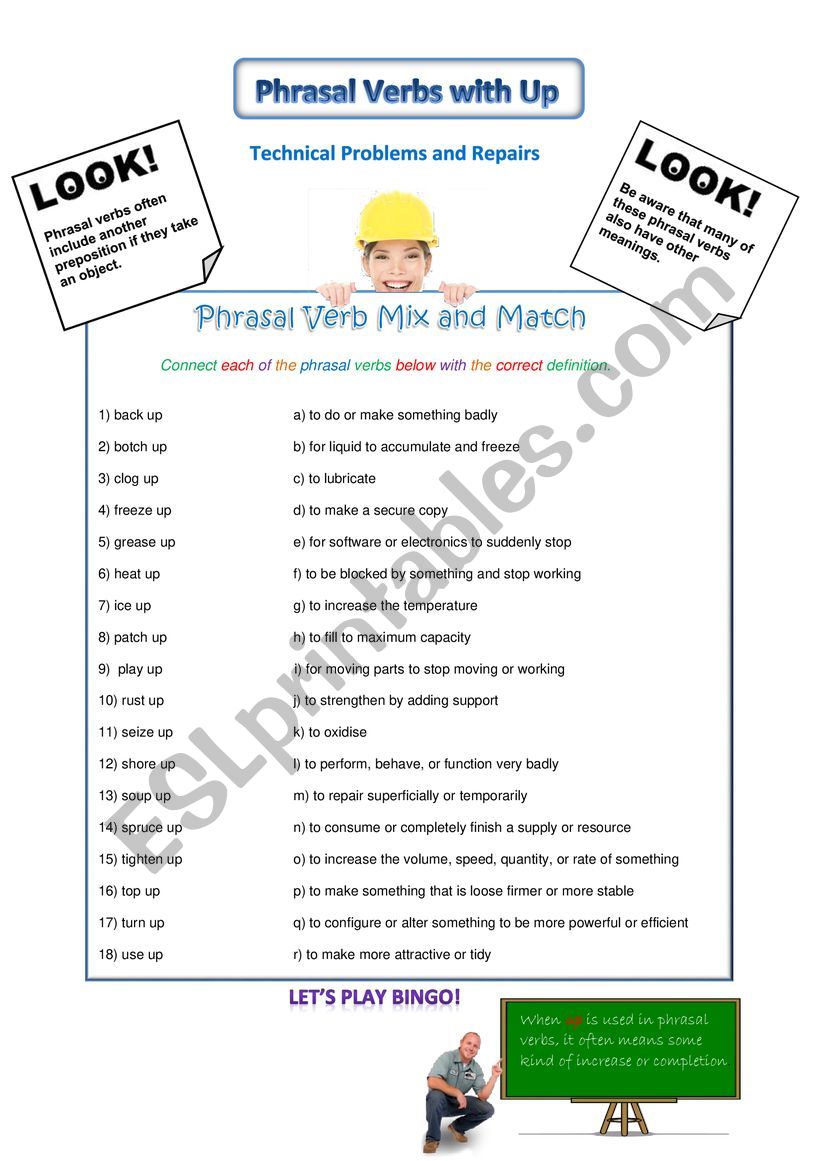 Phrasal Verbs with Up - Technical Problems and Repairs 