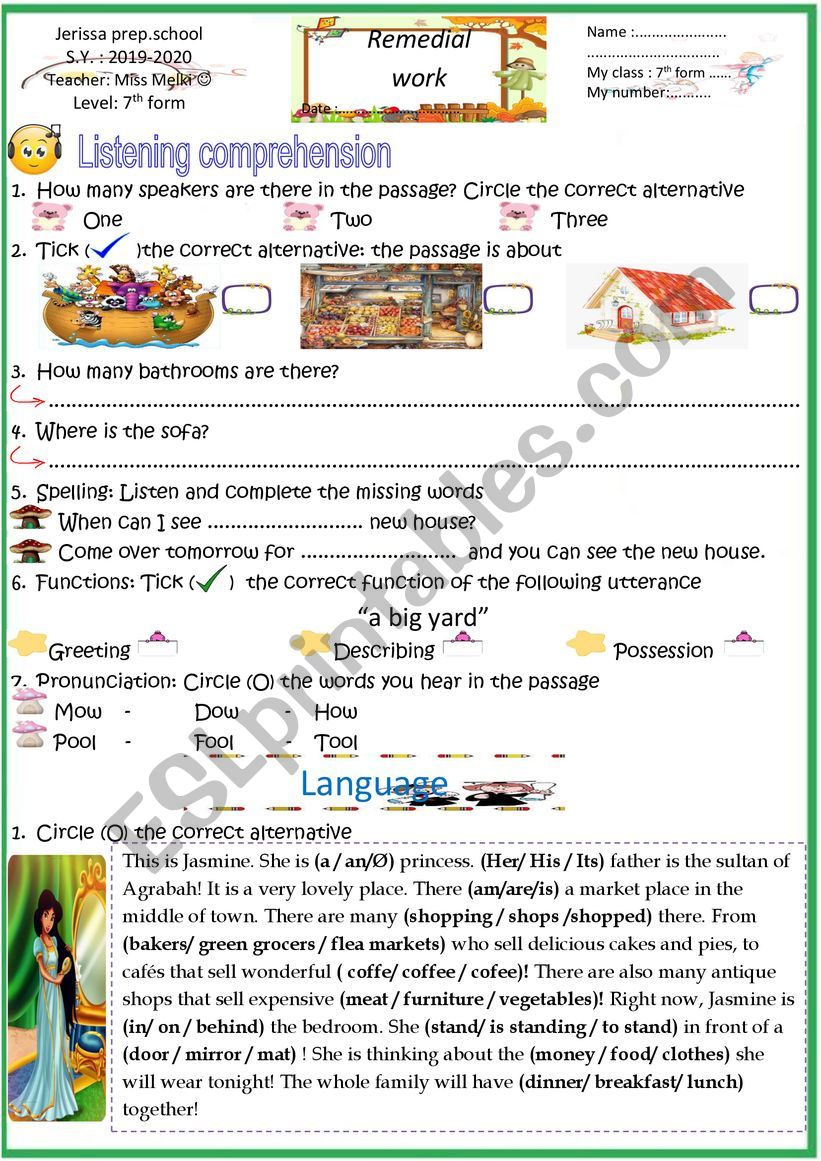 review 7th form  worksheet