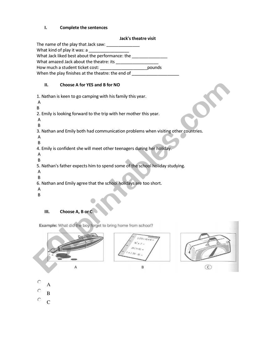 ZNO Listening worksheet