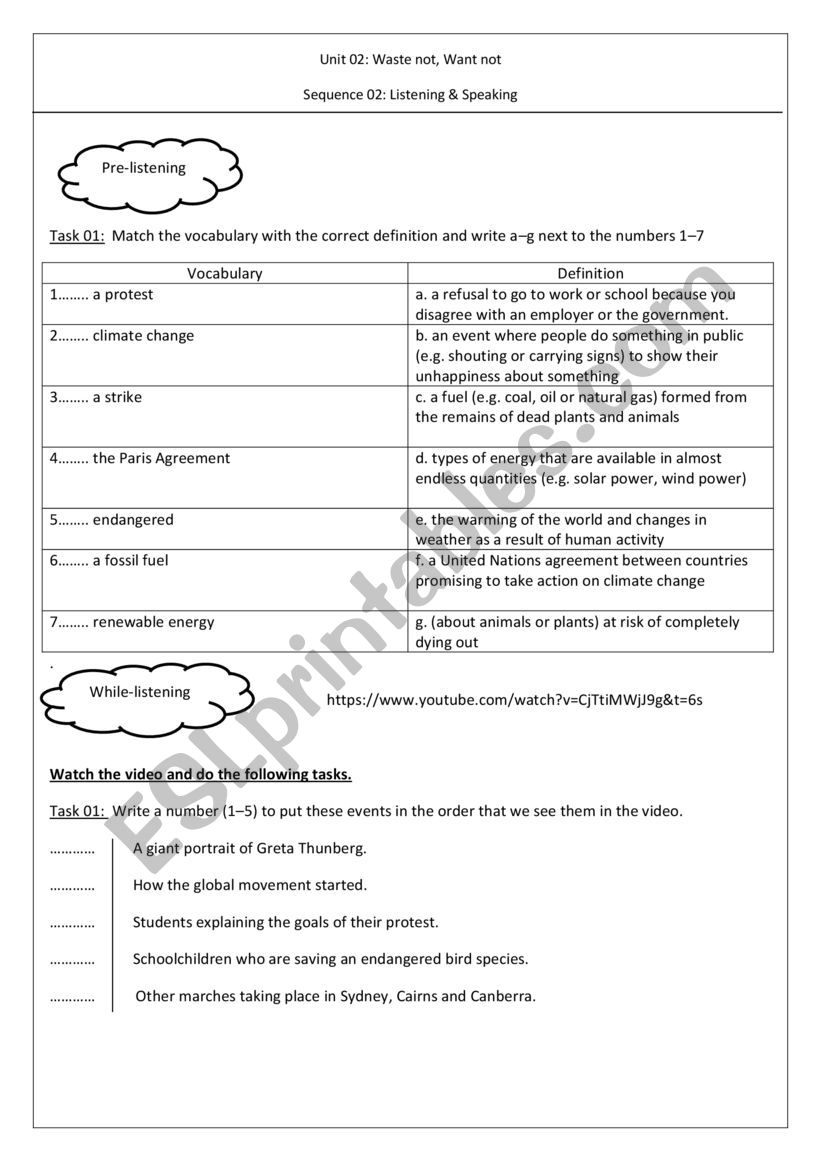 Climate Change worksheet