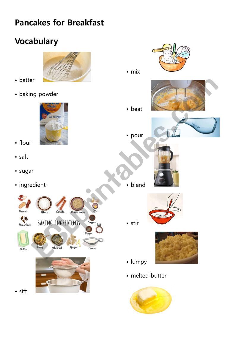 Pancakes for Breakfast Voca worksheet