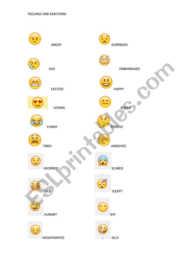 feelings and emotions worksheet