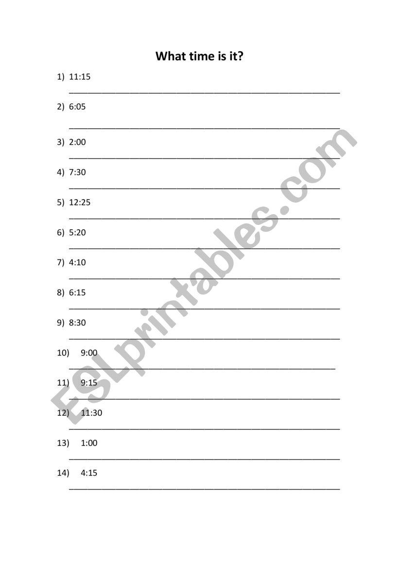 Time; past the hour worksheet
