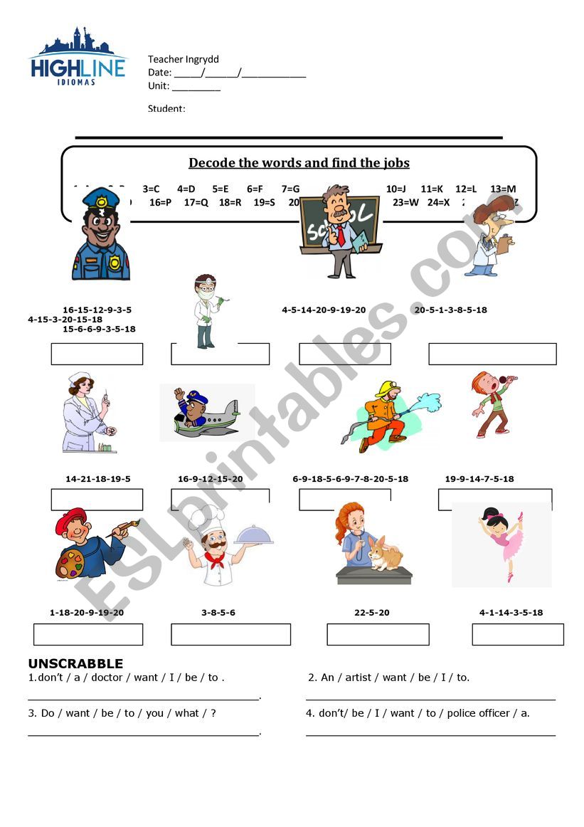 Jobs and occupations  worksheet