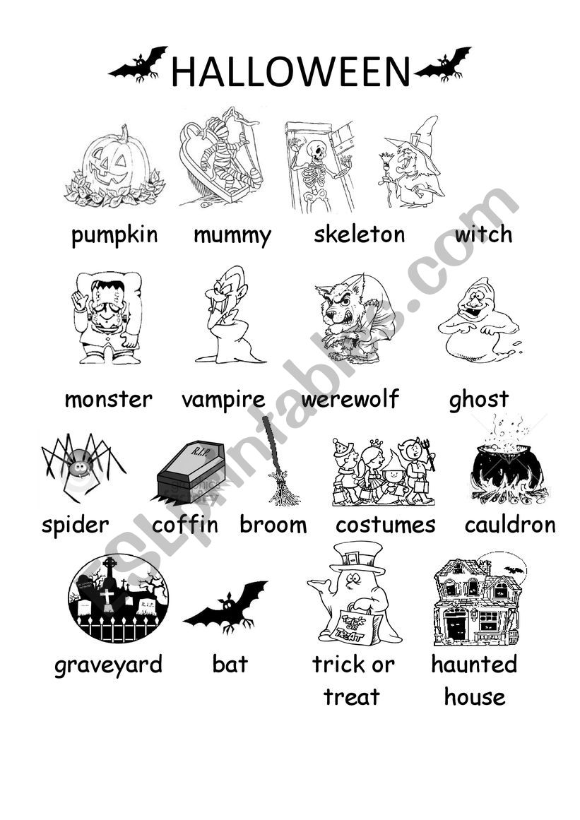 halloween vocabulary worksheet