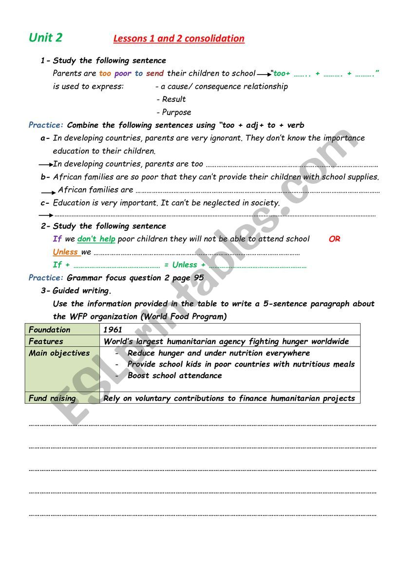 Unit 2 lesson 1 &2 consolidation