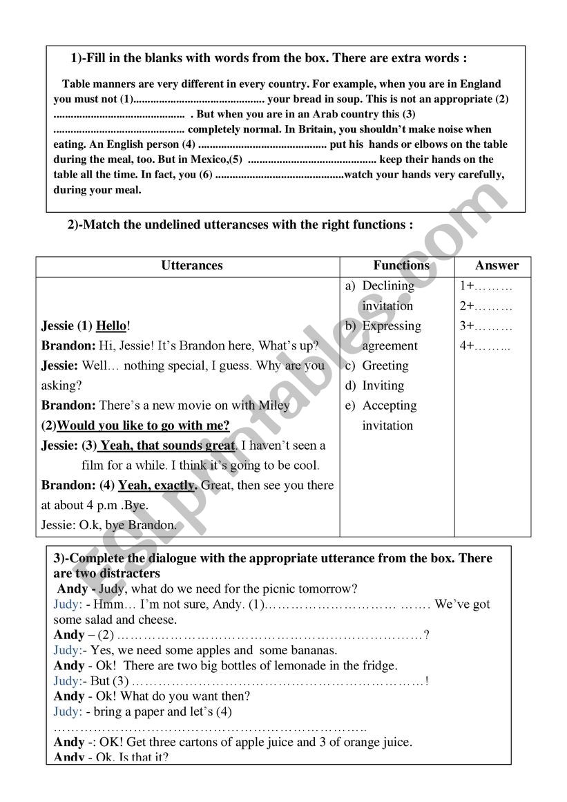 test worksheet